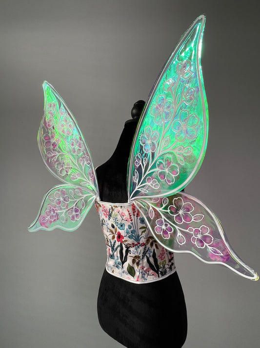 Hand painted fantasy fairy wings with floral design