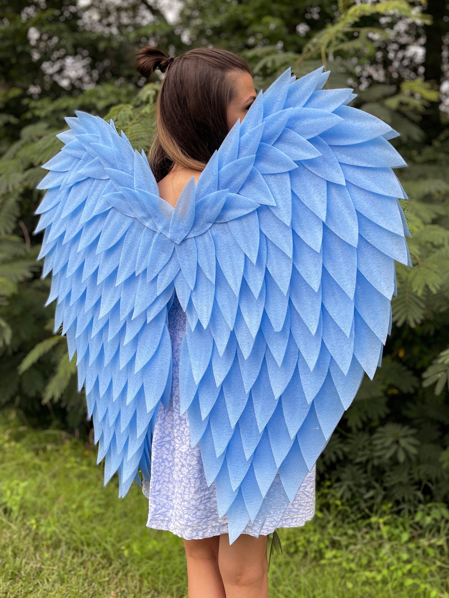 Blue angel wings for adult photoshoot