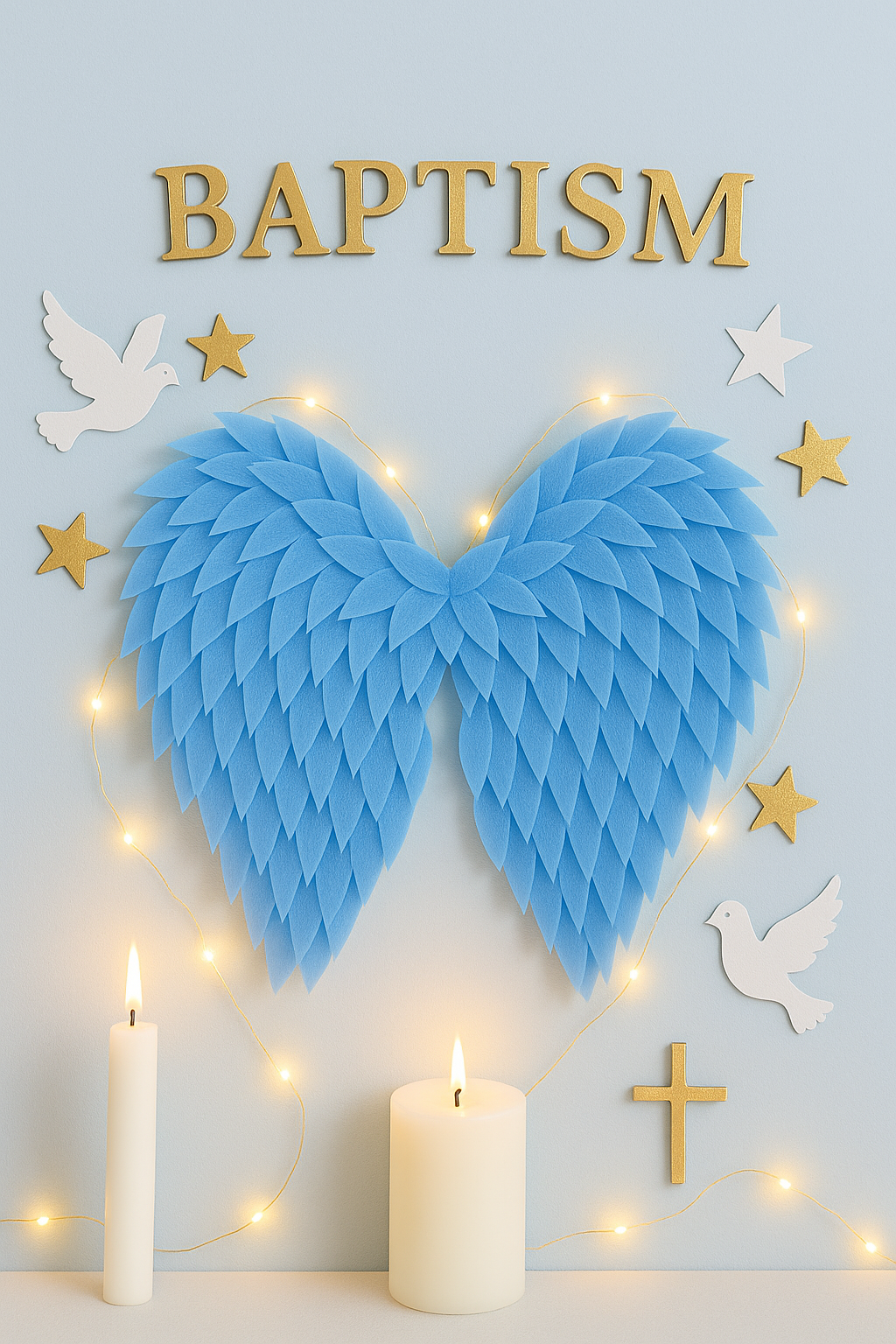 Blue angel wings for baptism photo prop
