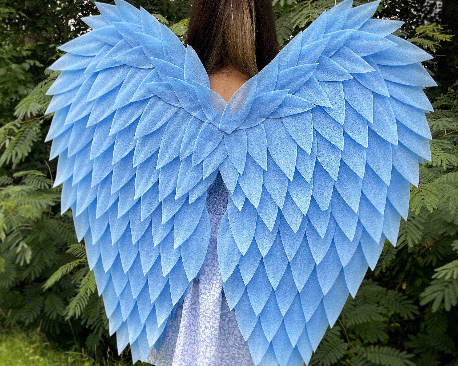 Large blue angel wings for cosplay costume