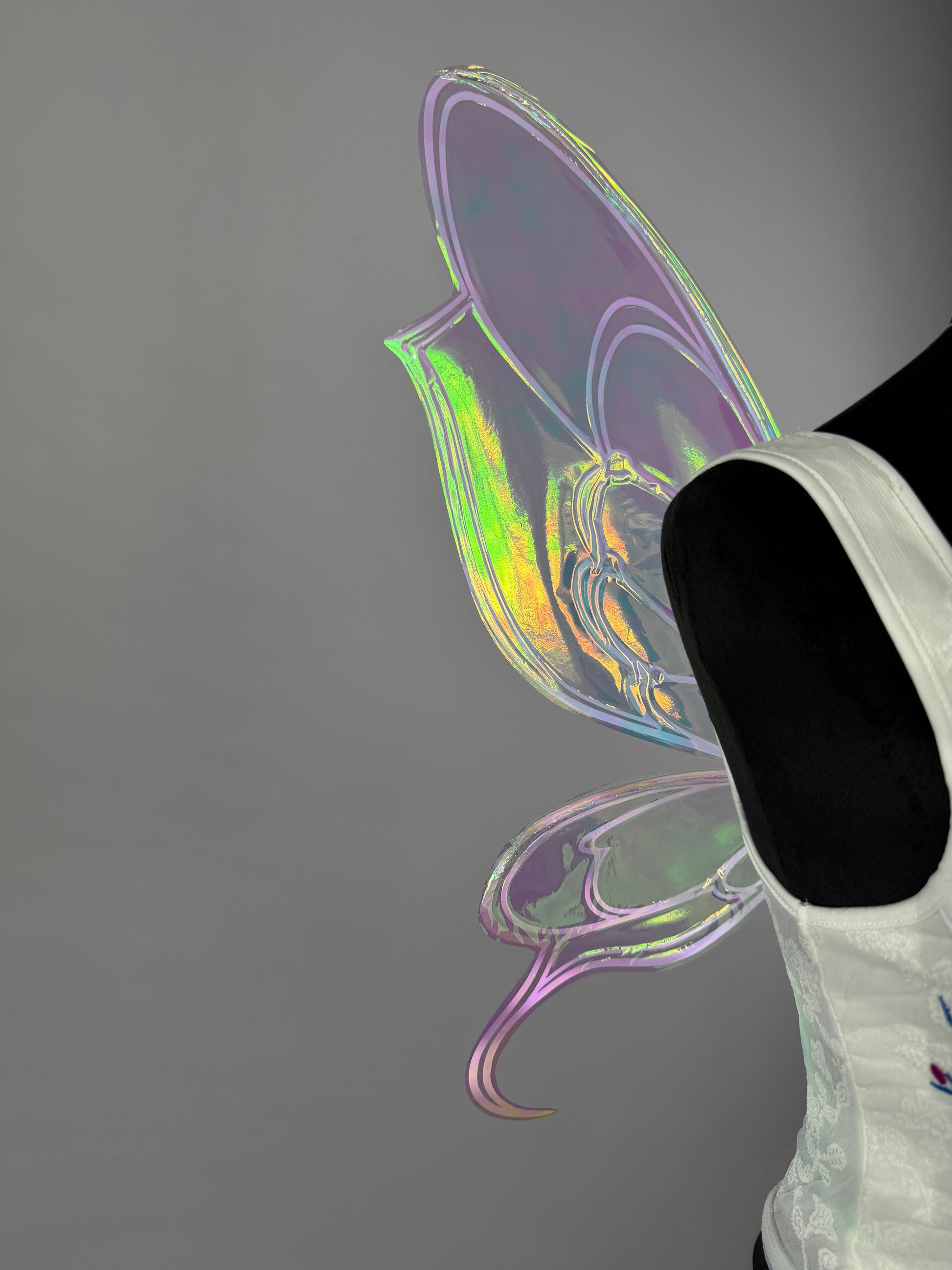 Iridescent festival wings for fairycore outfit side wing view