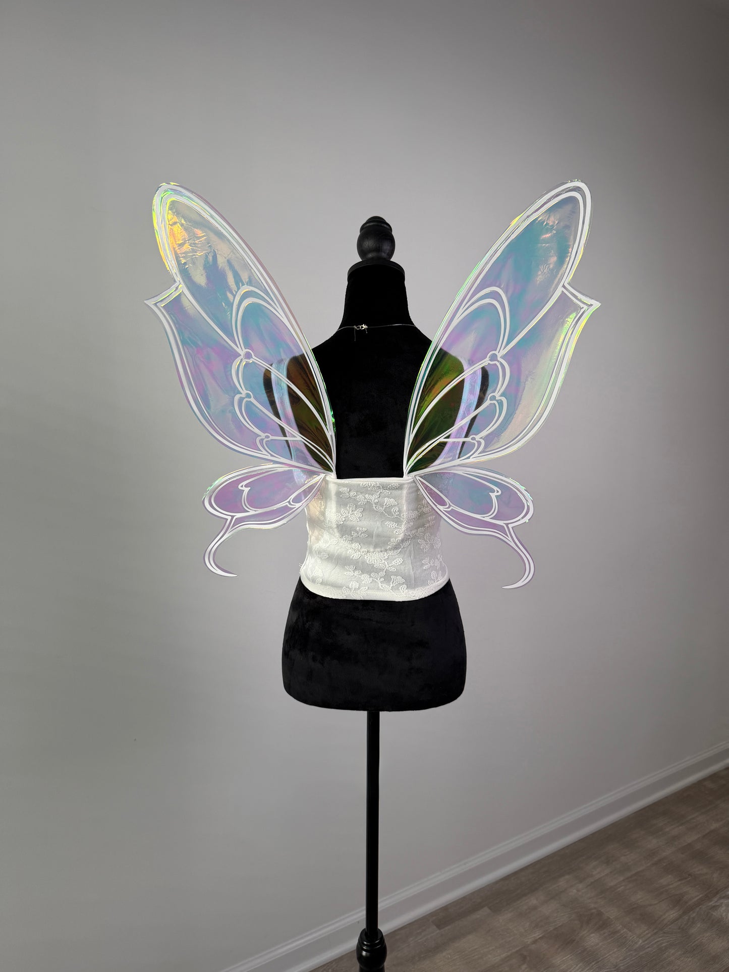Fairycore butterfly wings reflecting rainbow light