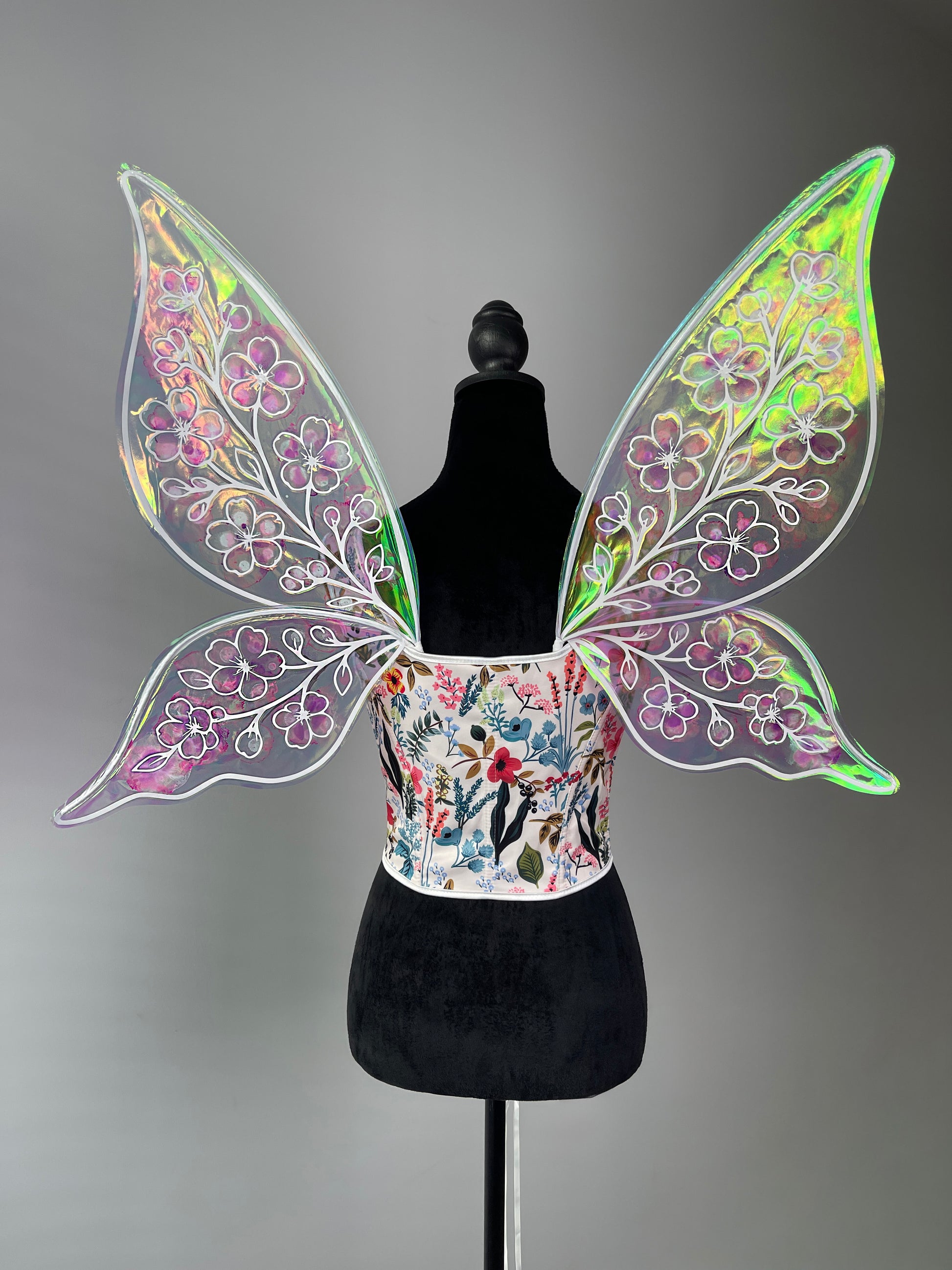 Fantasy cosplay wings under natural light