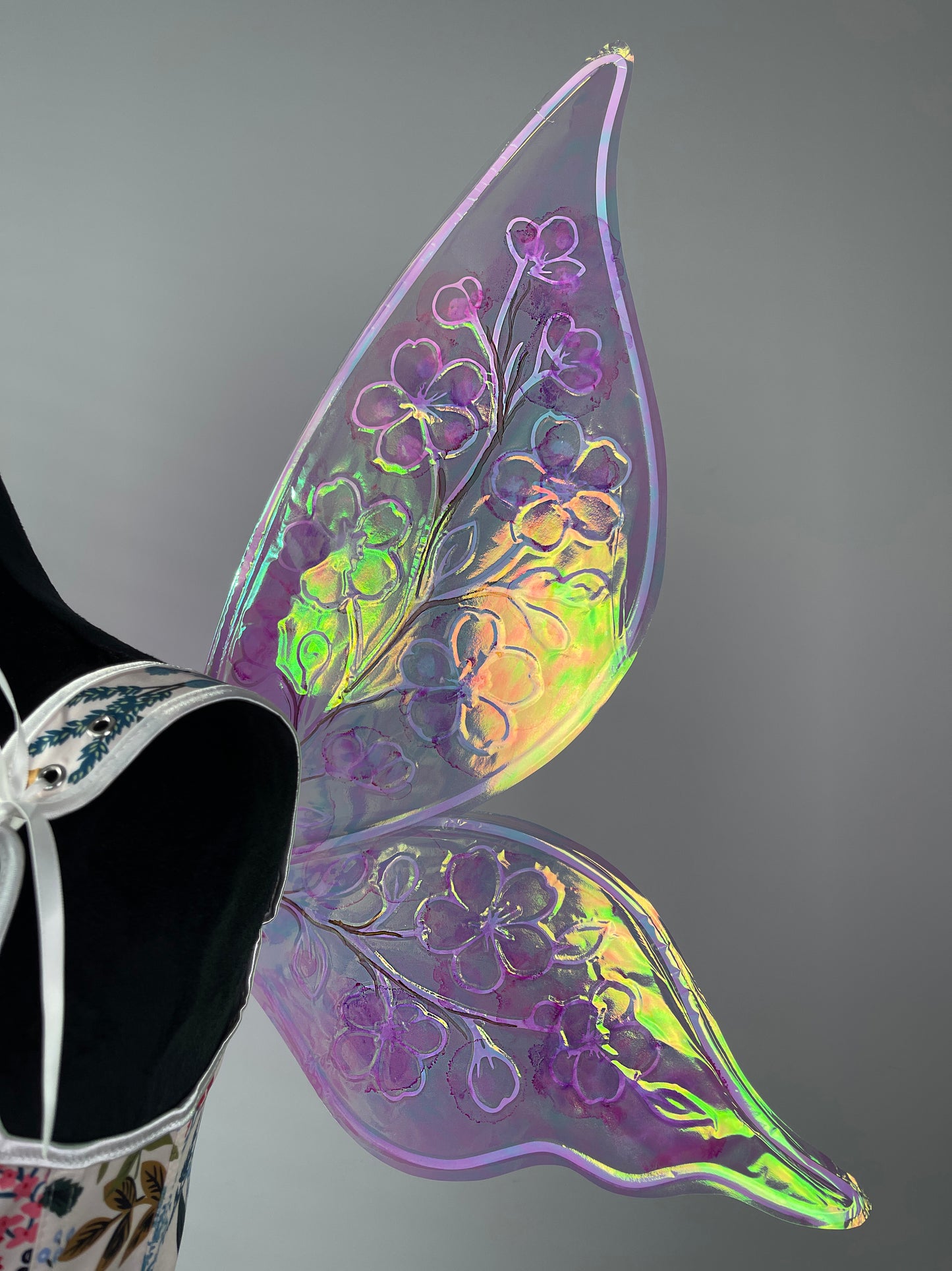 Adult floral fairy wings with iridescent shimmer