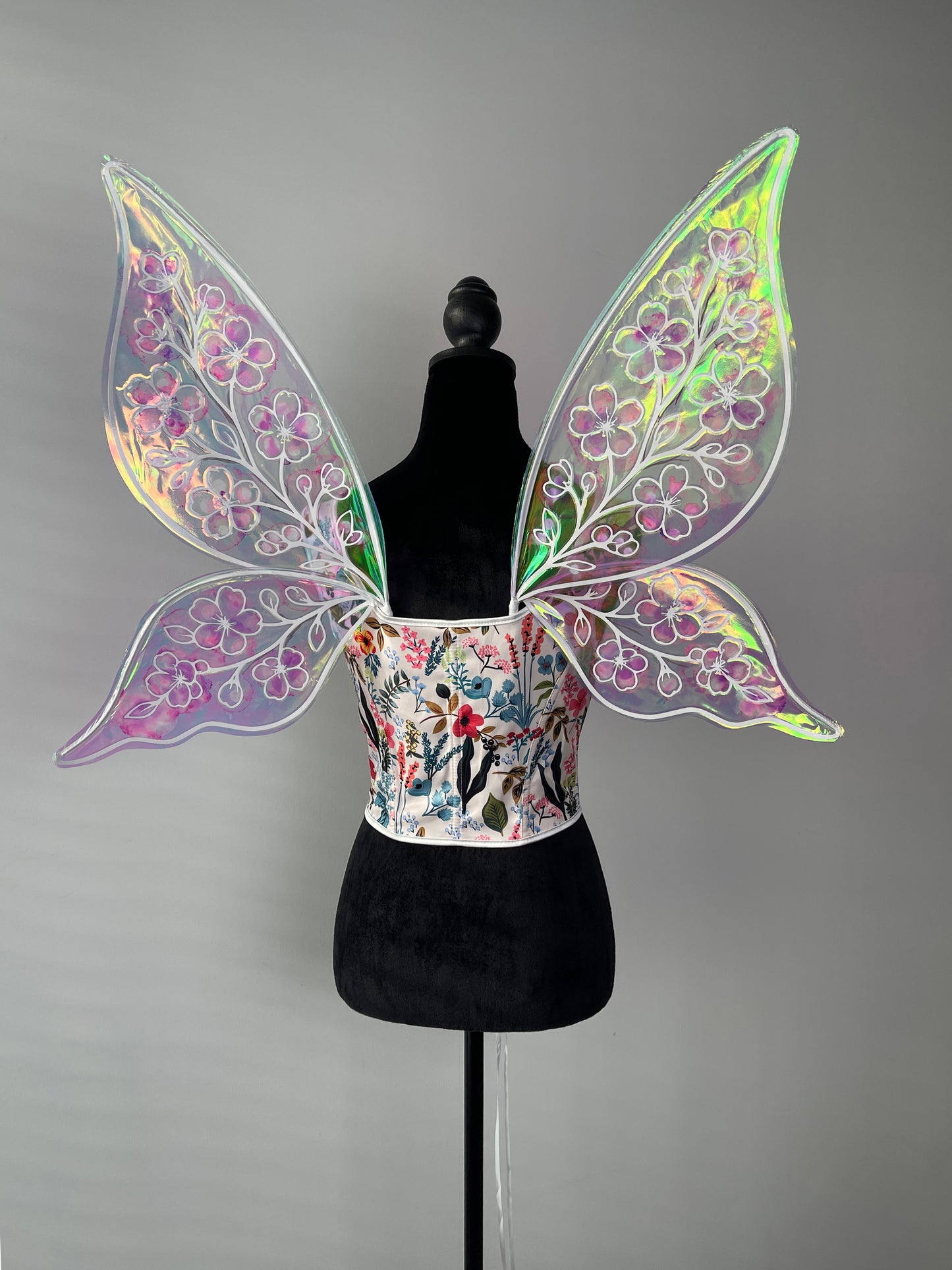 Back view of floral fantasy fairy wings