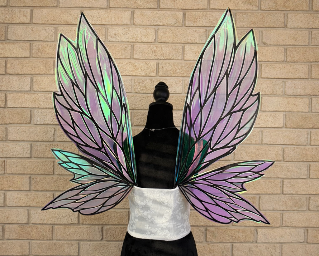 Black iridescent fairy wings for woodland fantasy cosplay