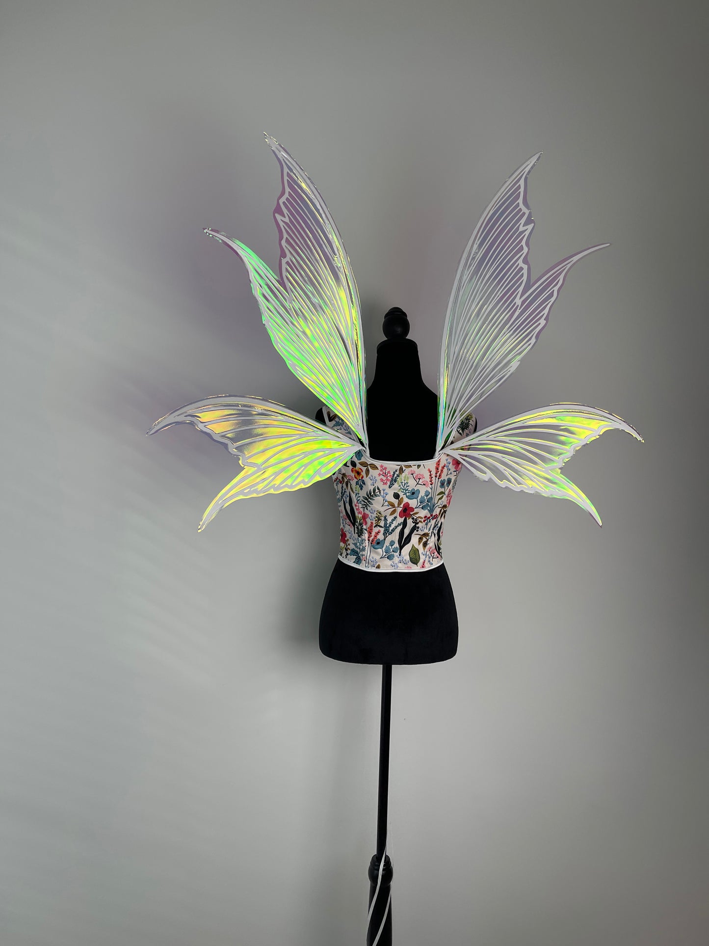 Handmade large fairy wings with color shifting iridescent film