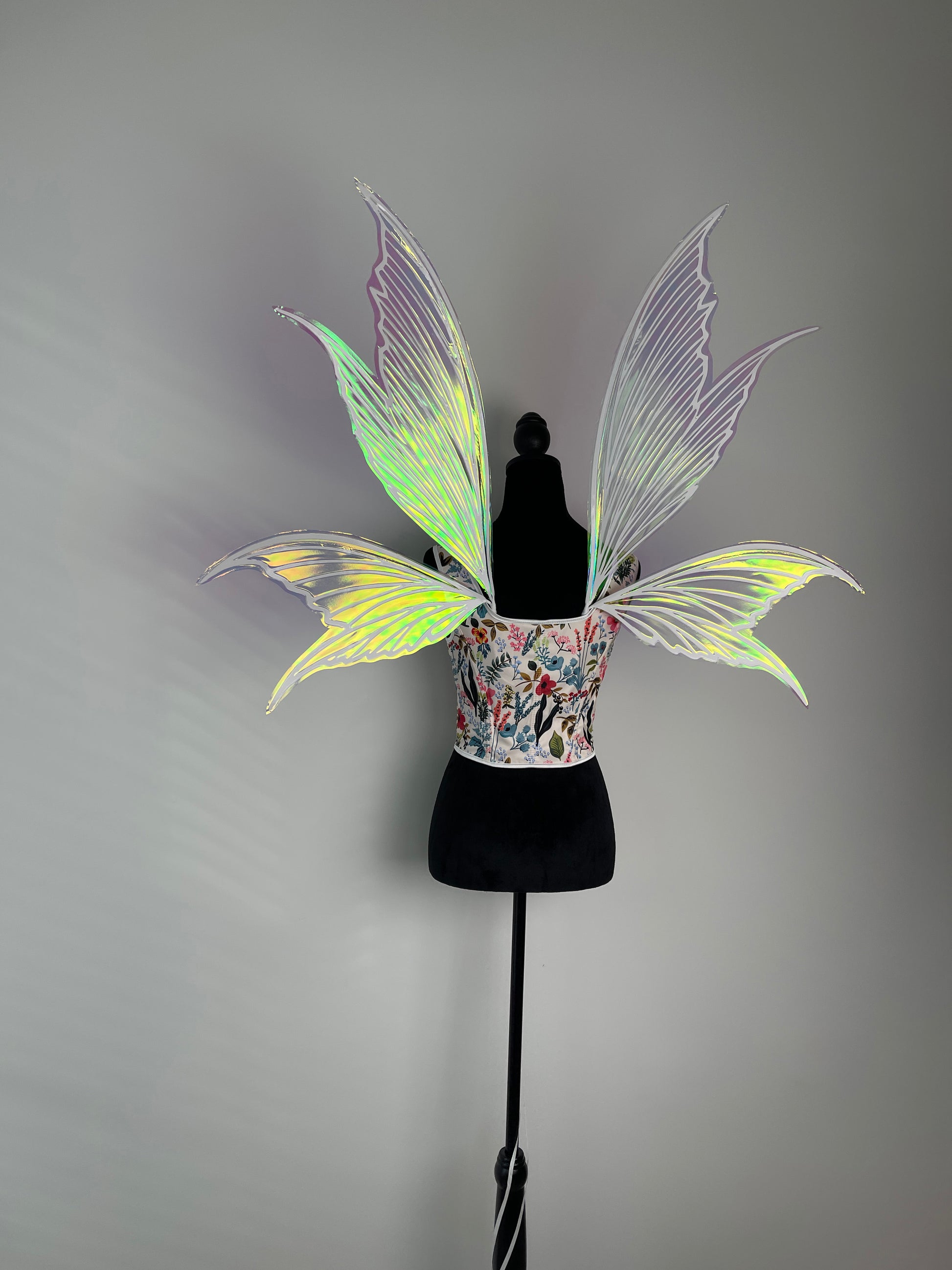 Handmade large fairy wings with color shifting iridescent film
