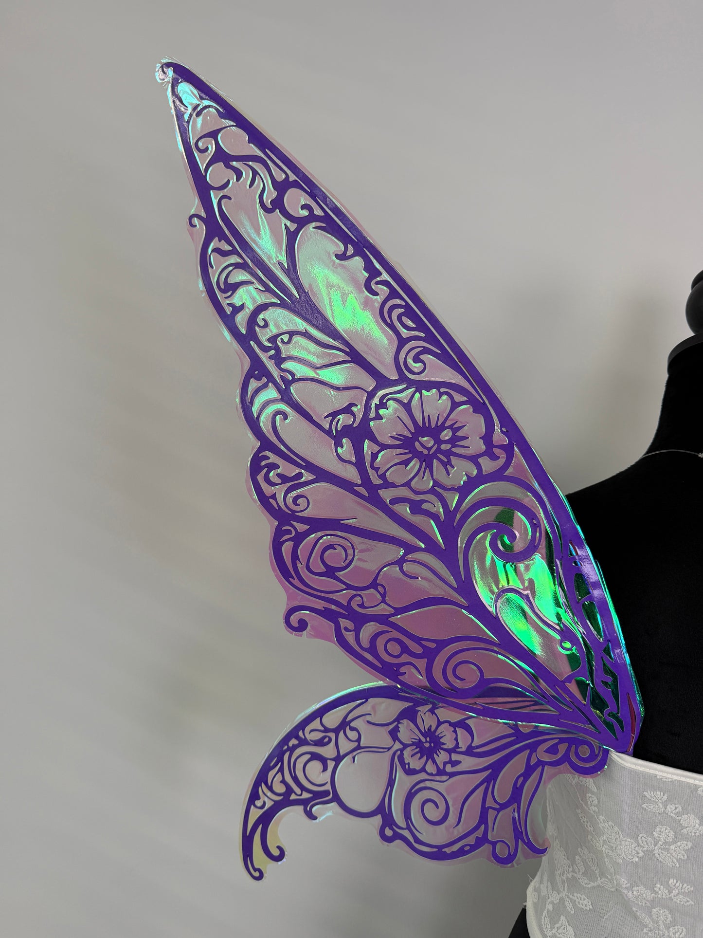Statement fairy wings for Renaissance fantasy costume close wing detail