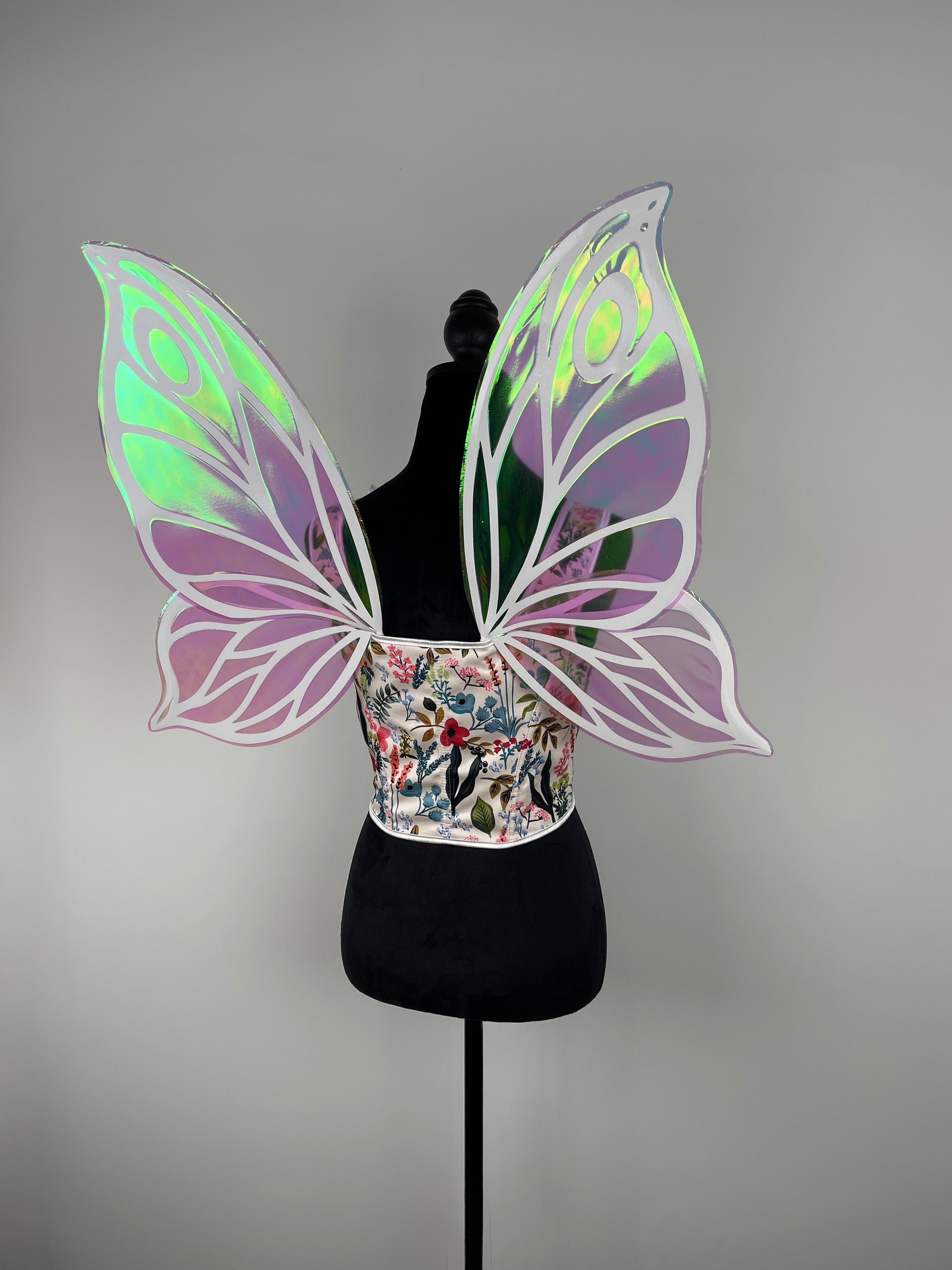 Adult iridescent fairy wings worn with fairy costume handmade butterfly wings