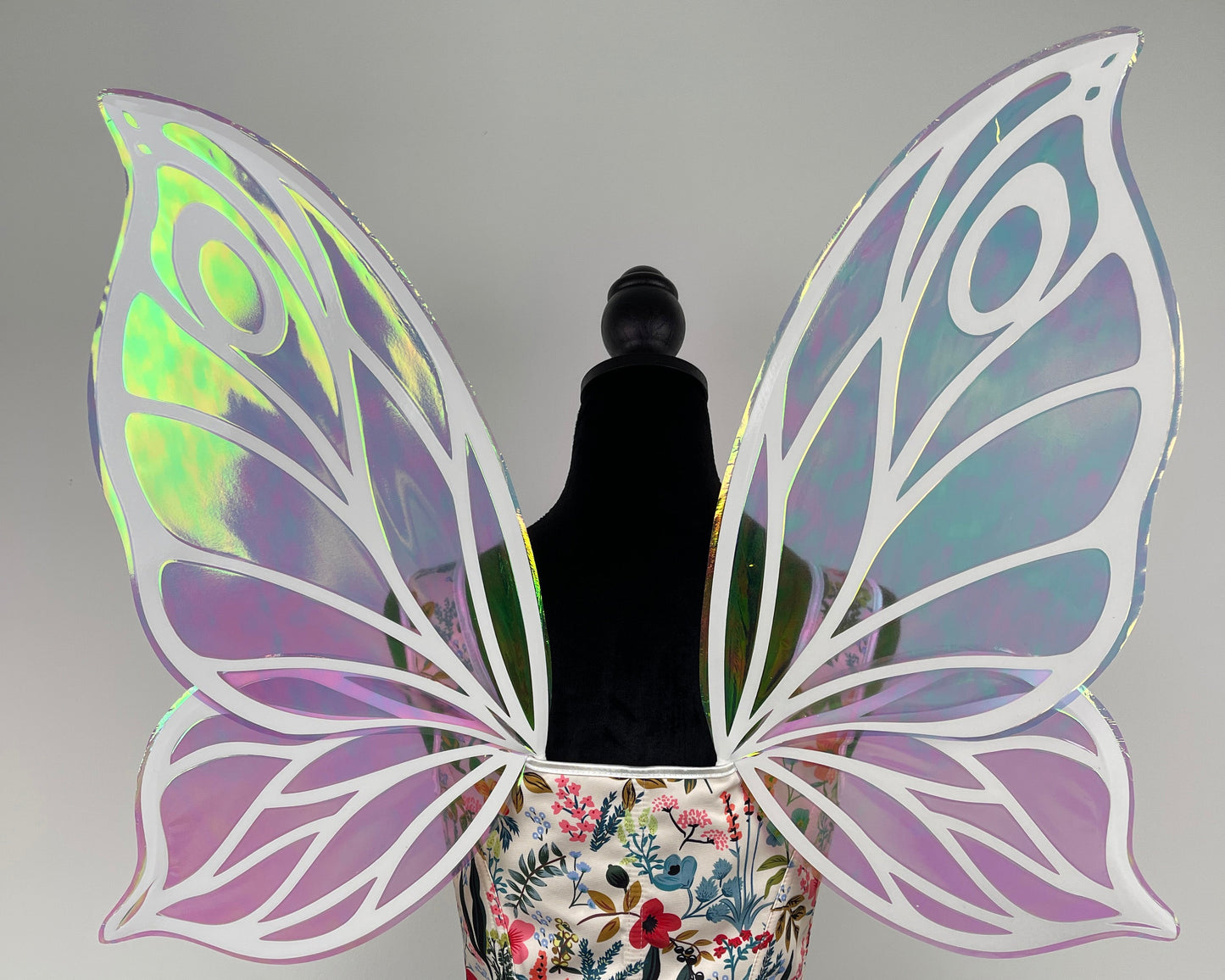 Handmade iridescent fairy wings for adults front view butterfly costume accessory
