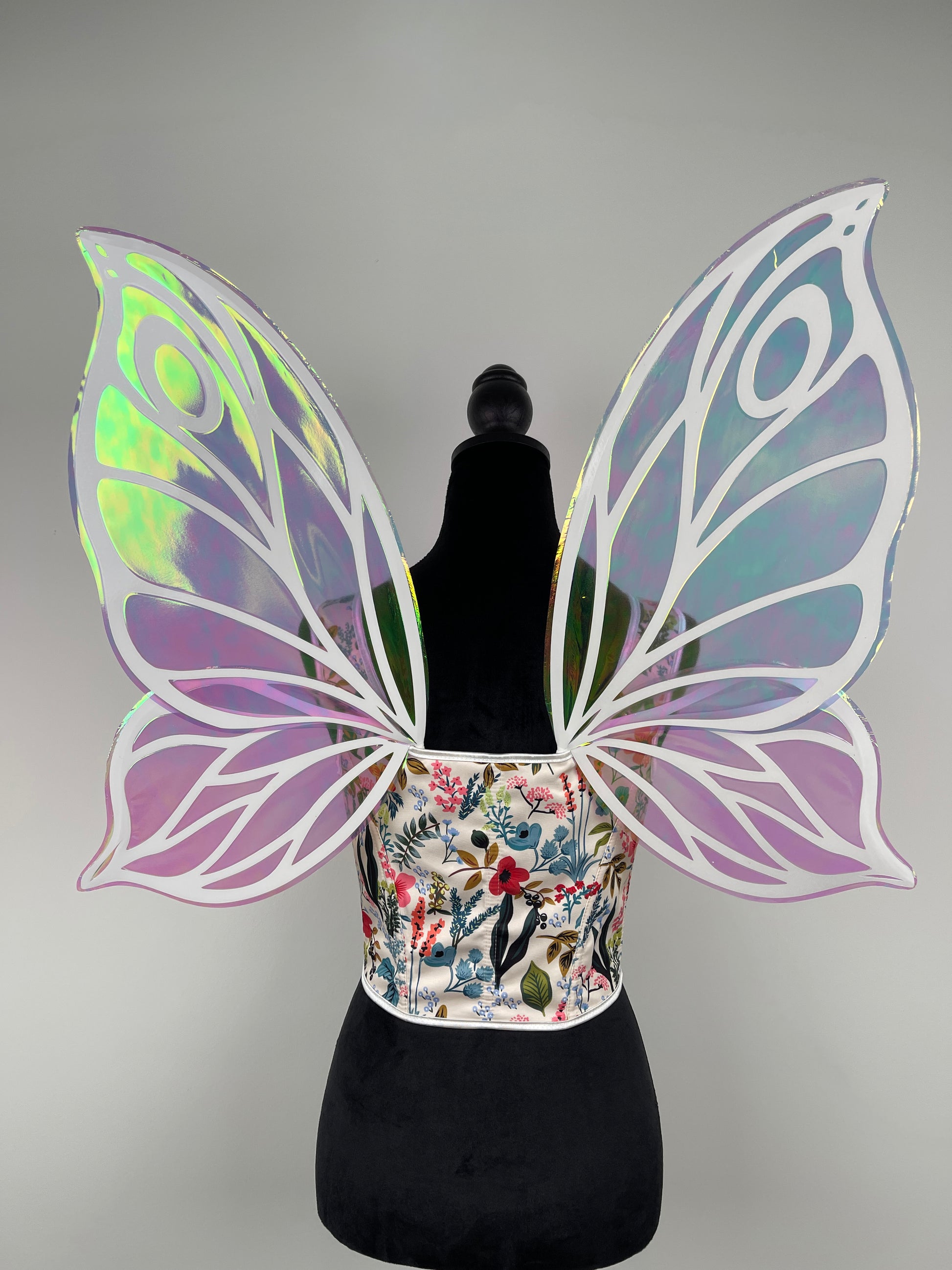Handmade iridescent fairy wings for adults front view butterfly costume accessory