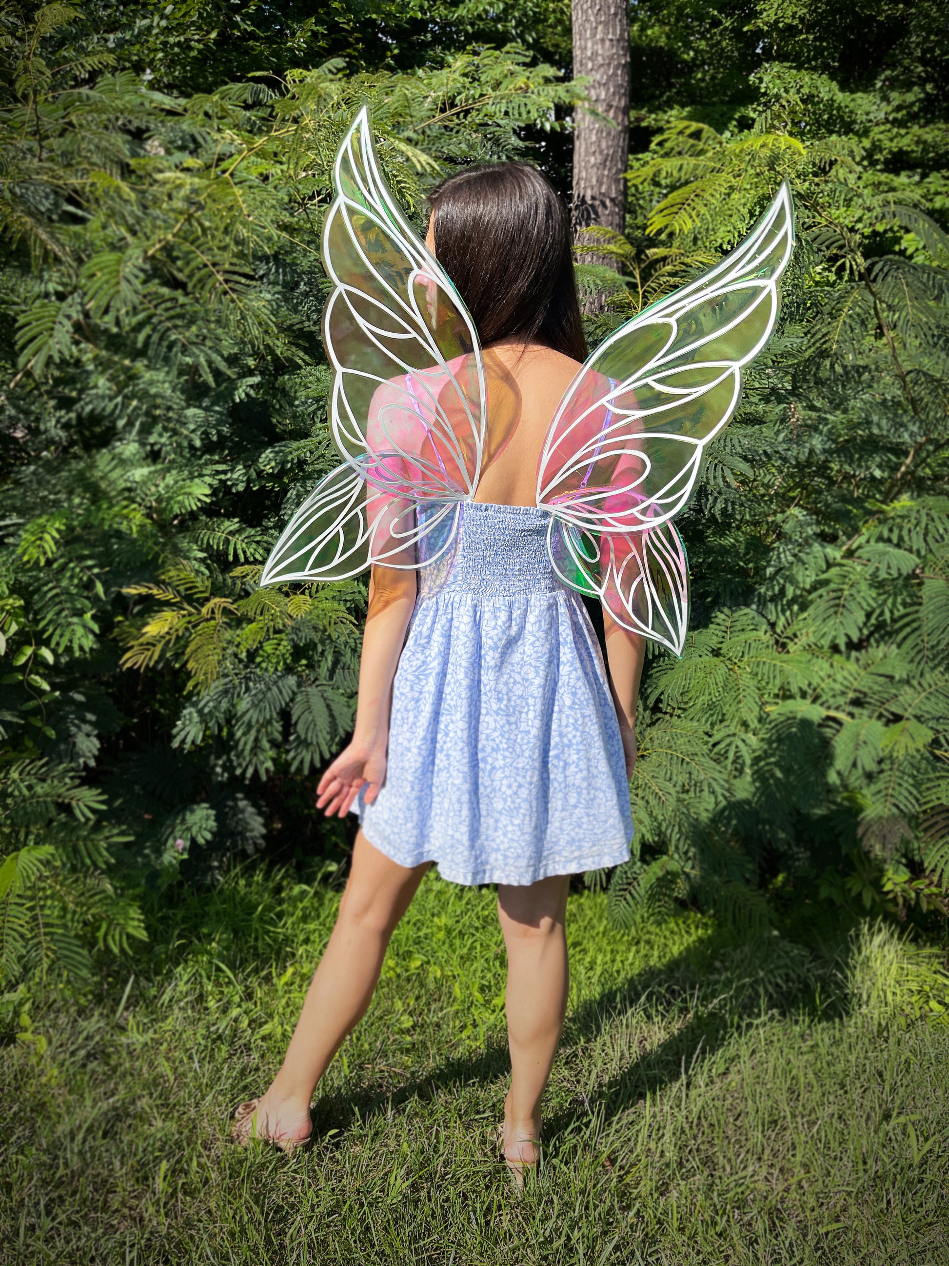 Butterfly shaped iridescent fairy wings for Renaissance Faire costume