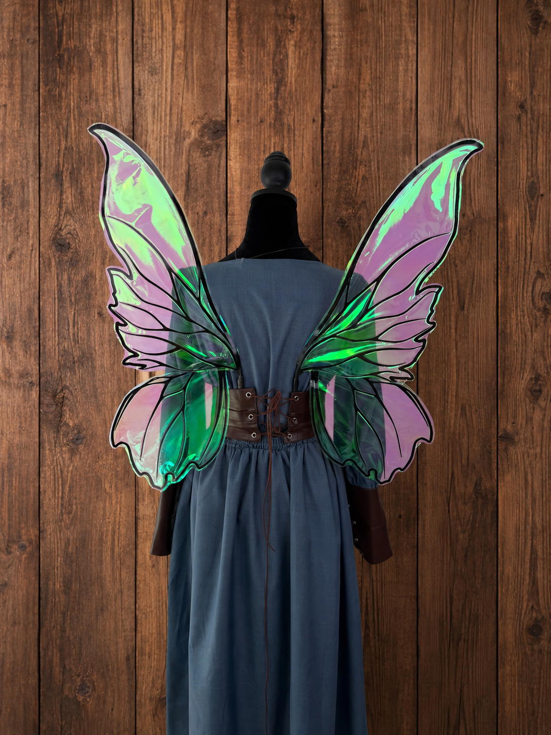 Enchanted forest fae wings with pointed tips and shimmering translucent panels