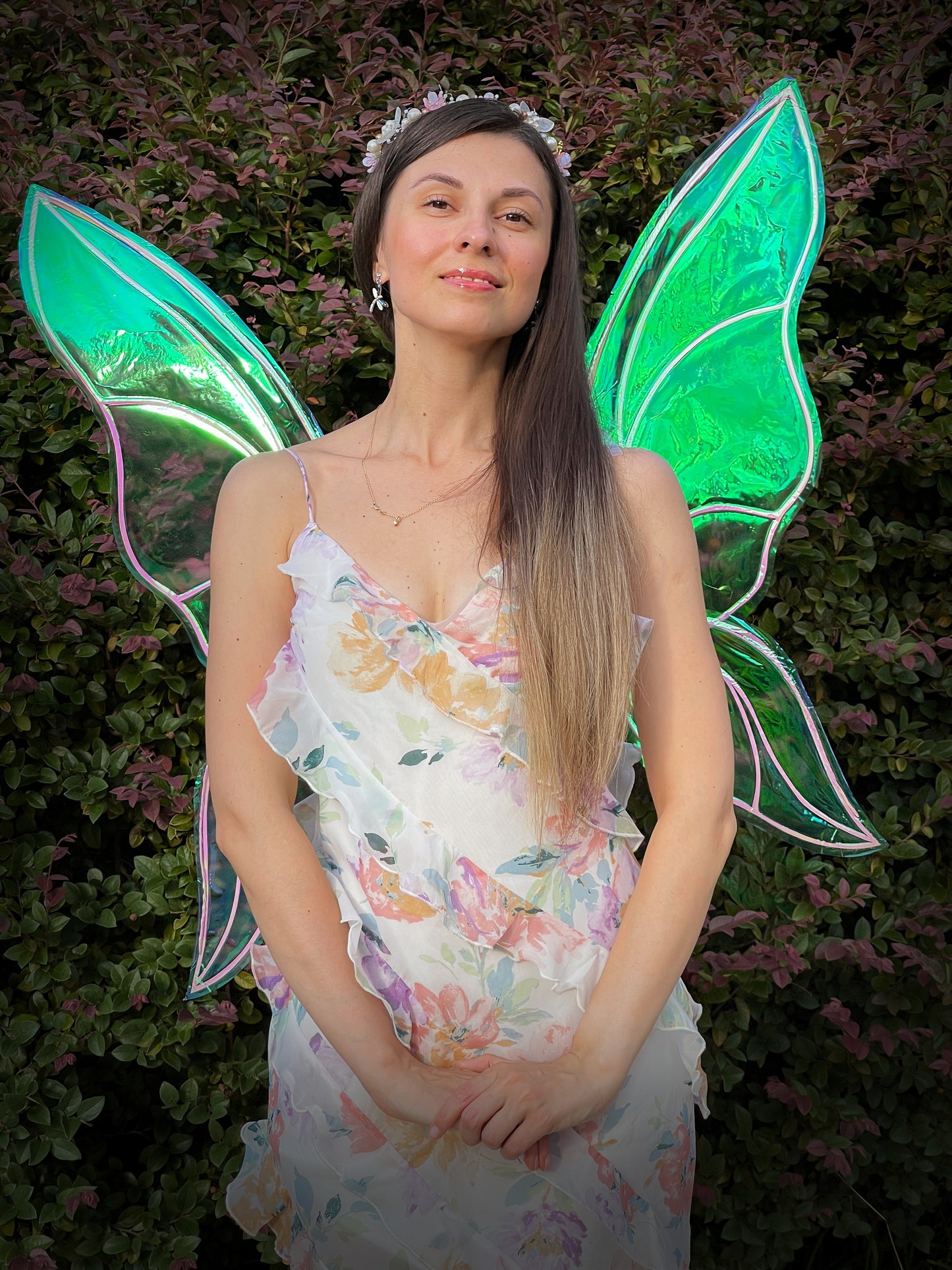 Fantasy fairy wings worn outdoors for Renaissance festival costume