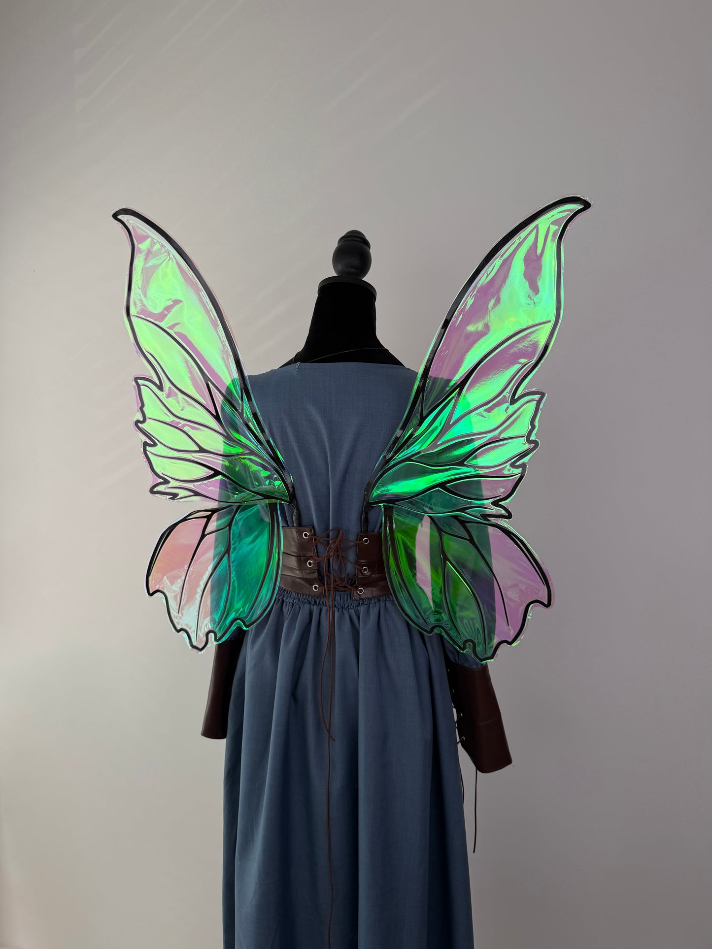 Halloween fairy costume wings with mystical purple and green color-changing details