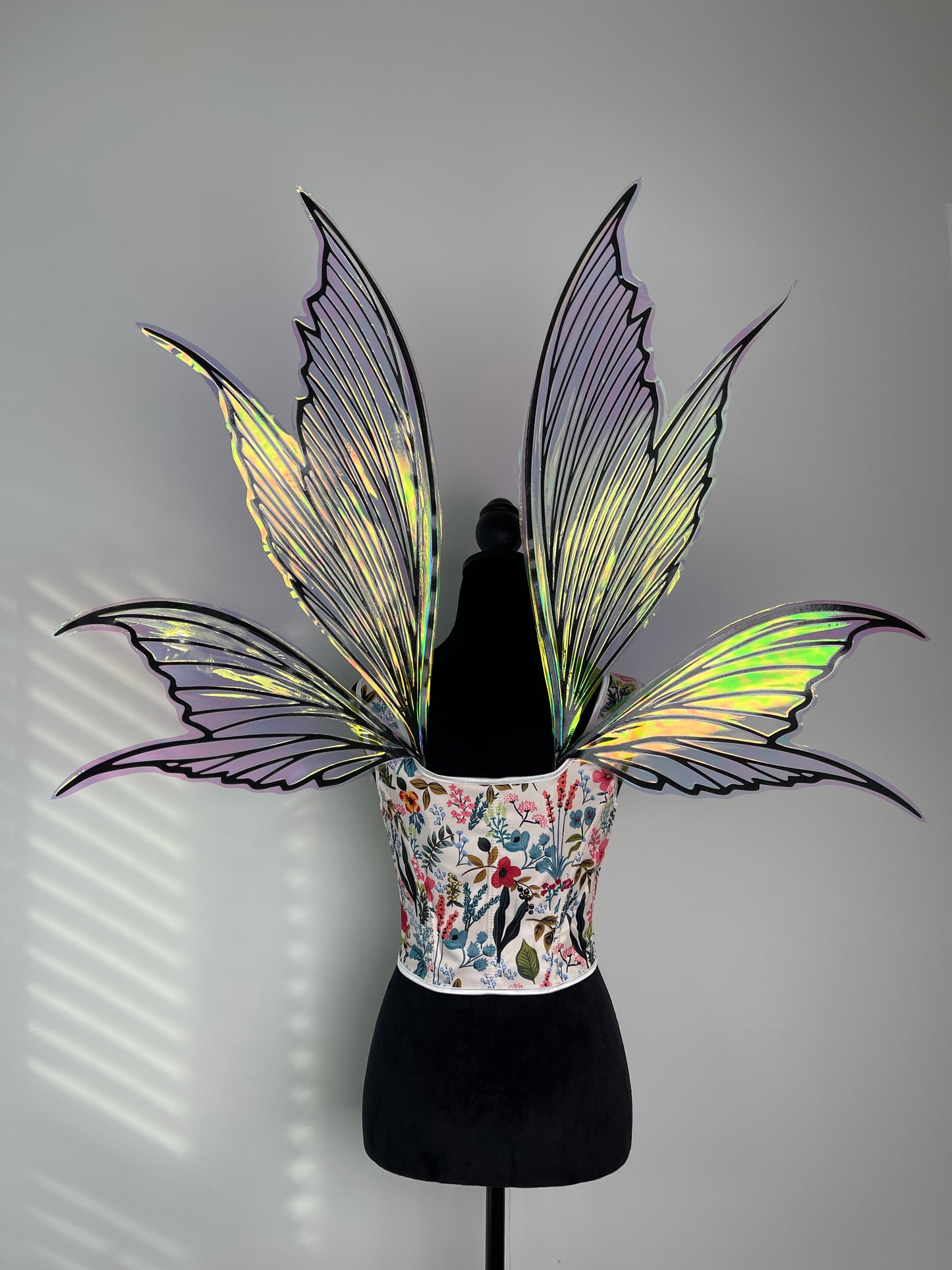 Large holographic butterfly fairy wings fantasy costume accessory for cosplay and festivals