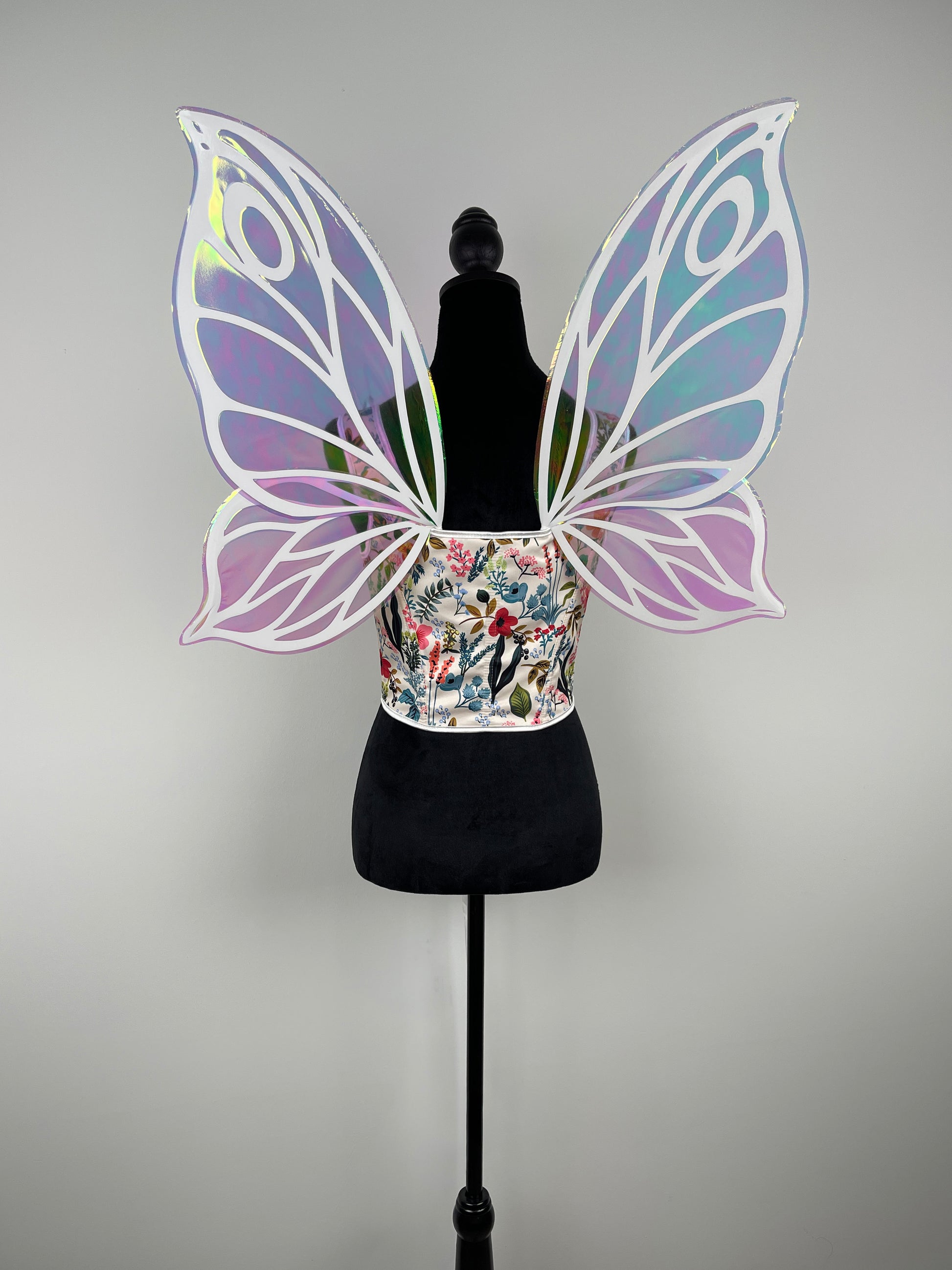 Handmade holographic fairy wings in sunlight for adults butterfly costume