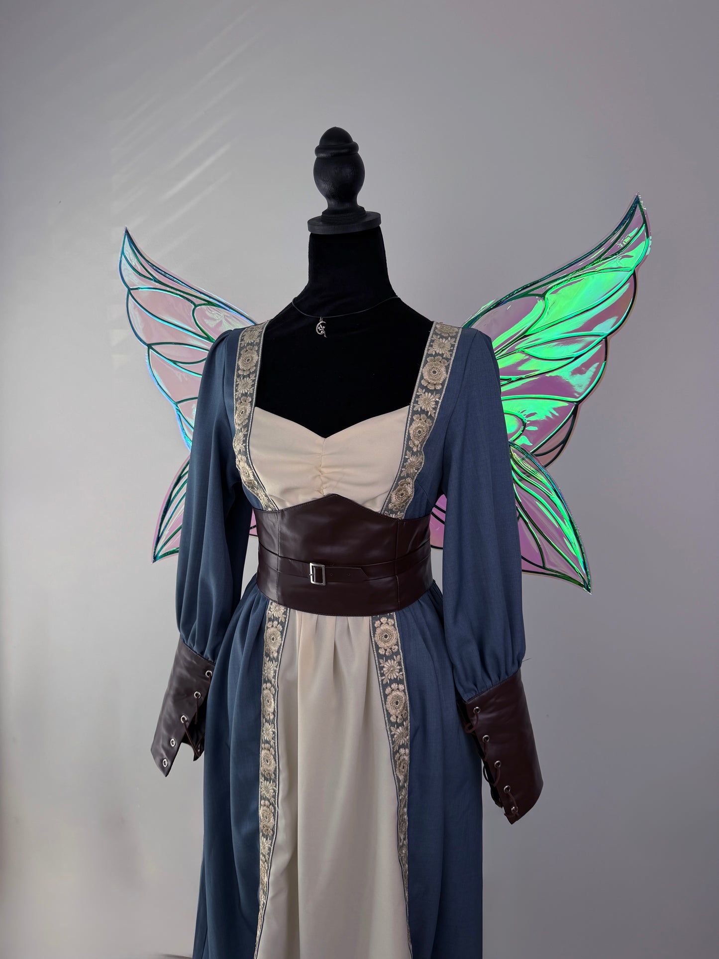 Iridescent butterfly fairy wings for adults with luminous purple and green color shifts