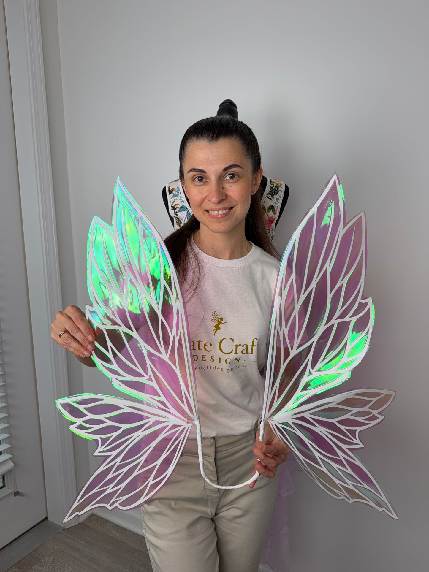 Fairy Blush Iridescent Wings – Medium Adult Costume Wings