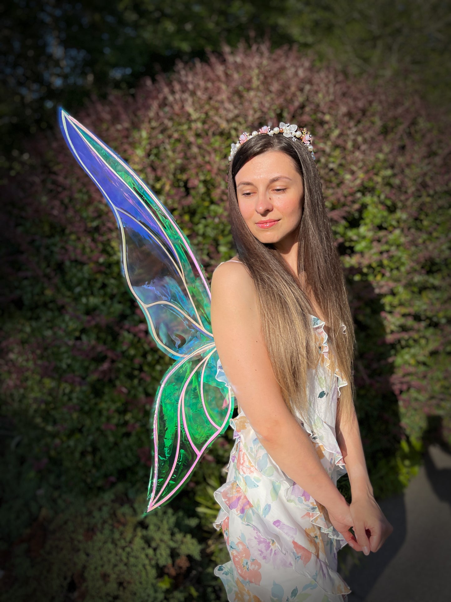 Large iridescent fairy wings for fantasy festival and Ren Faire costume