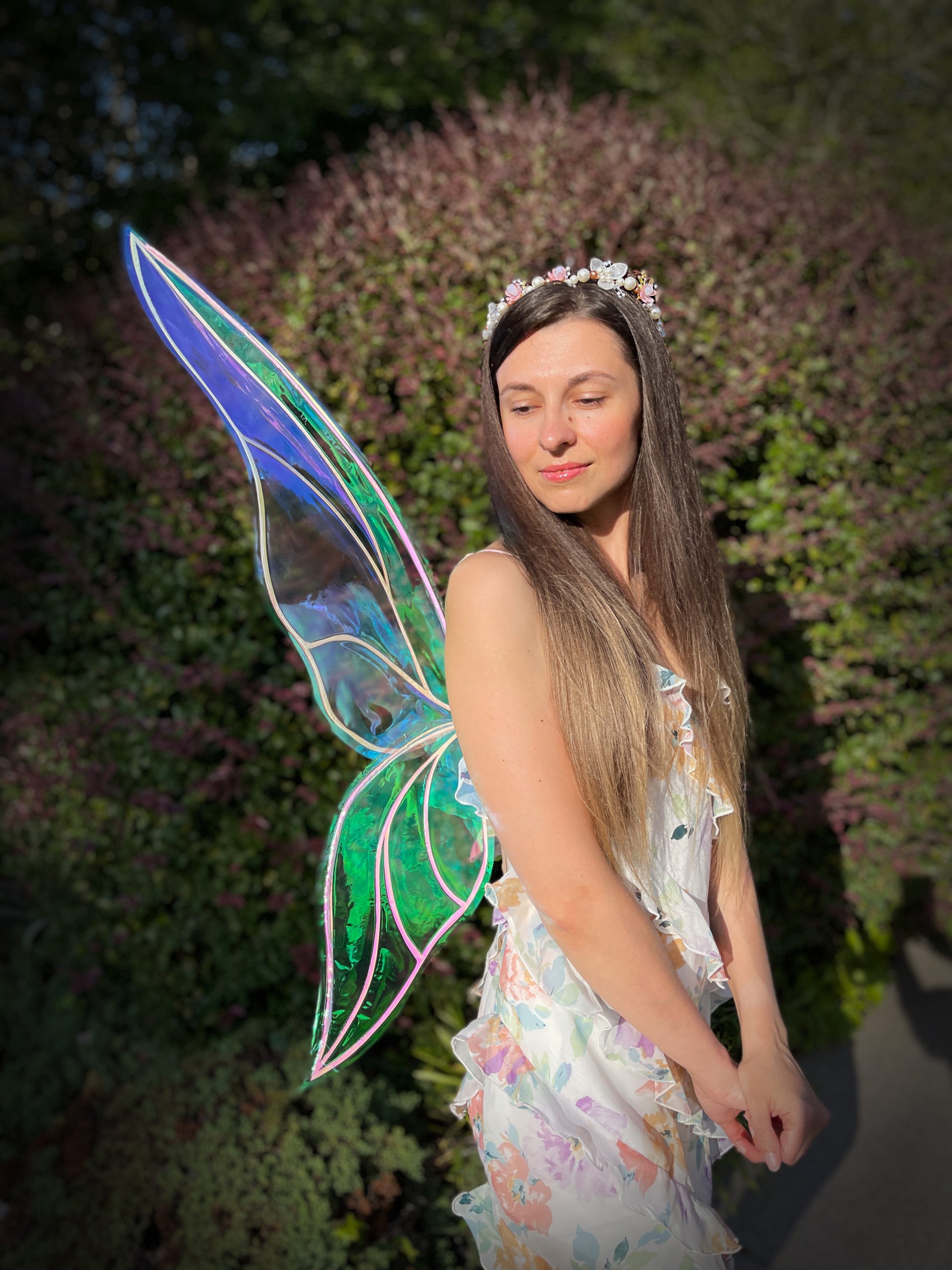 Large iridescent fairy wings for fantasy festival and Ren Faire costume