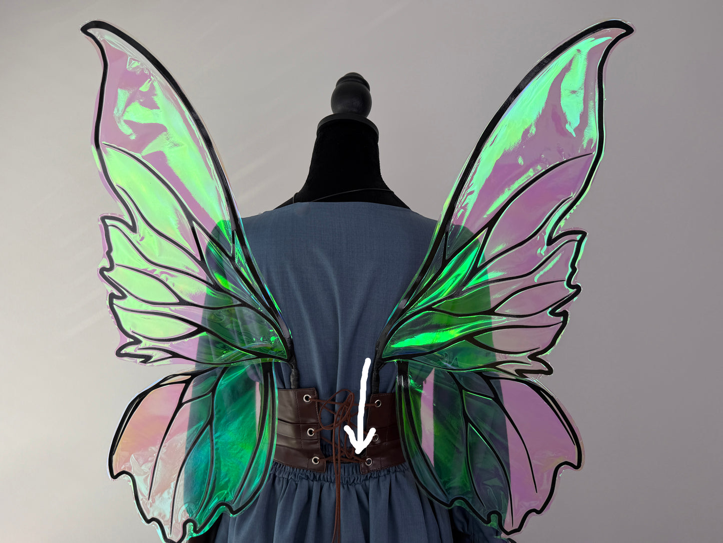 Pointed elf fairy wings with translucent panels for festivals, cosplay and fantasy events