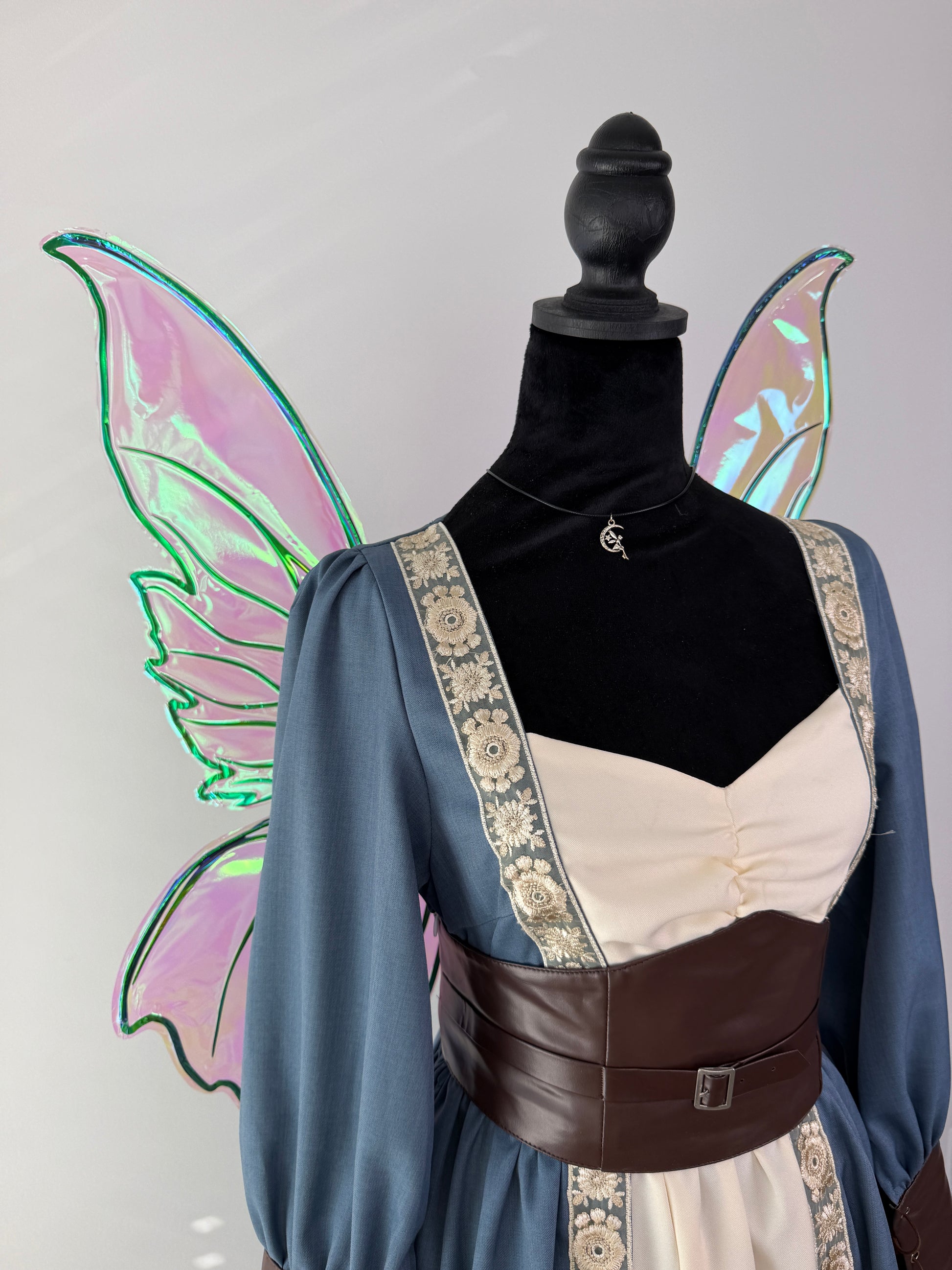 Purple and green fantasy wings for an adult fairy costume or Renaissance Faire outfit
